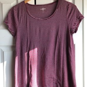 Burgundy and White Striped Tshirt